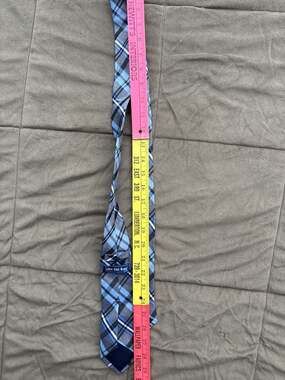 Bill Blass Essentials Men Hand Made Blue Plaid 60” Necktie